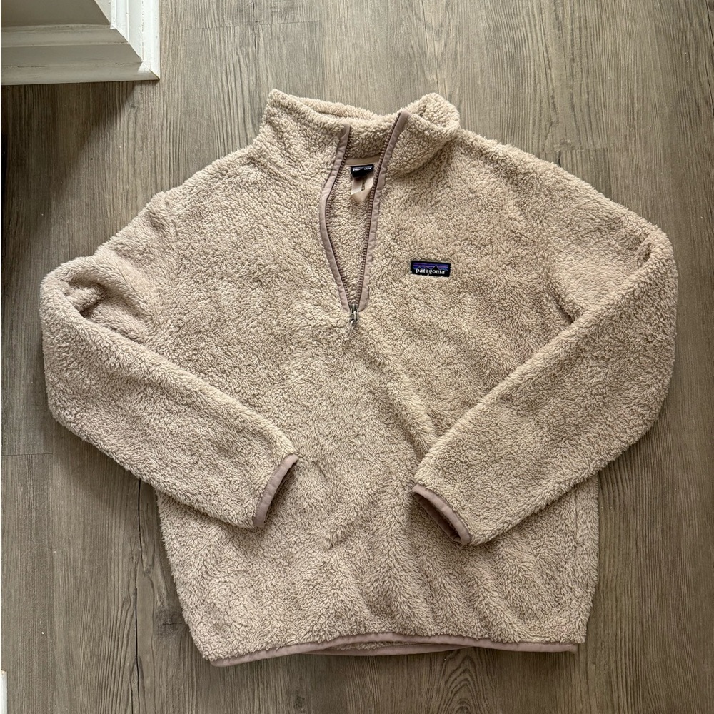 Patagonia Los Gatos 1/4 zip Women's Beige Fleece Sweater